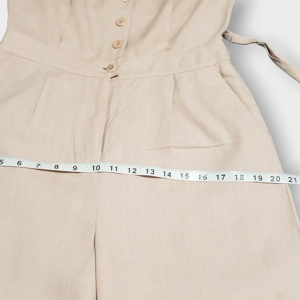 J.Crew Wide Leg Linen Blend Jumpsuit Sz 4 Belted Pleated Short Sleeve Blush Pink - Picture 14 of 16
